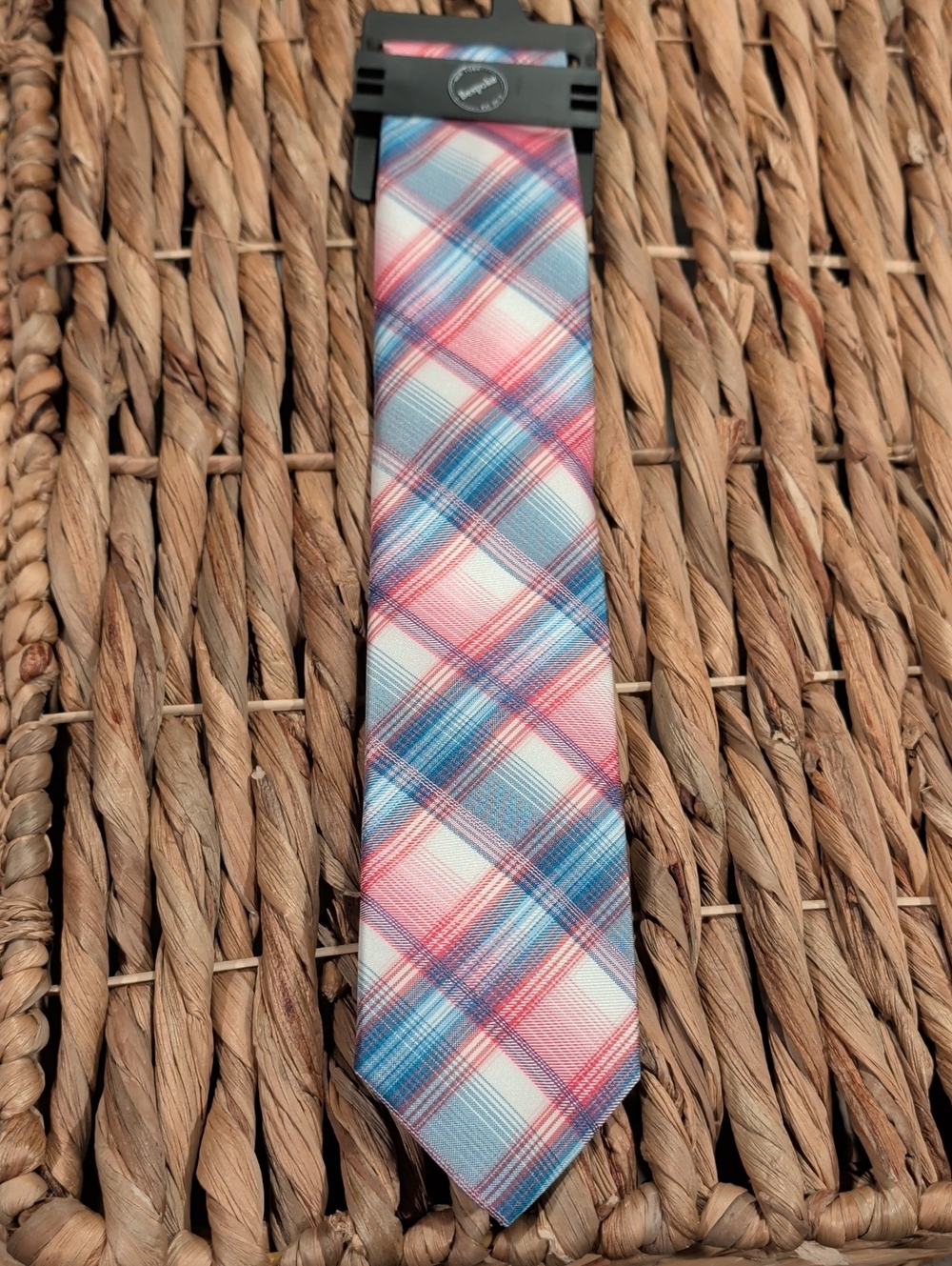 Bespoke Kohl's Blue & Pink Plaid Men's Tie